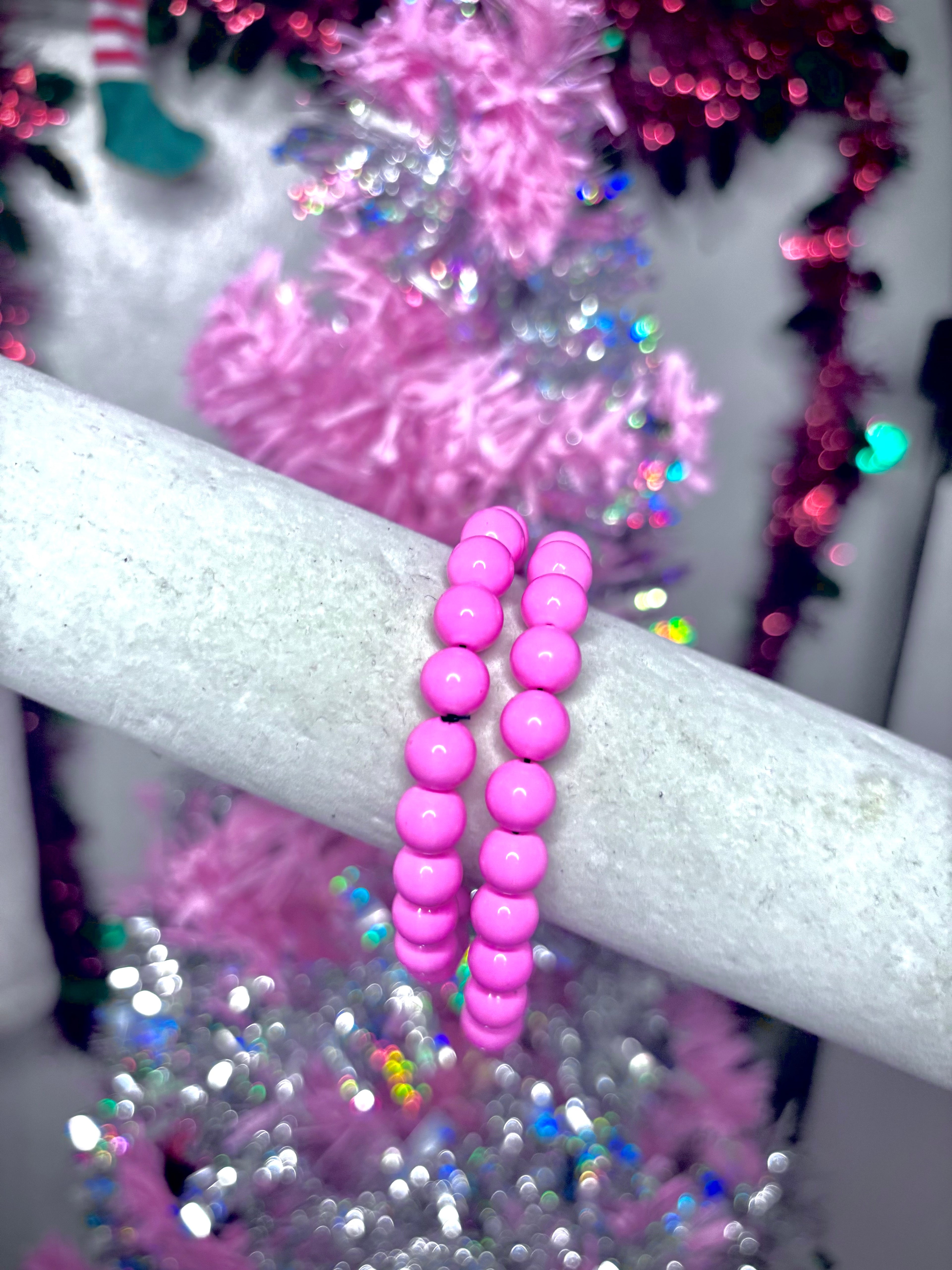 pink beaded bracelet