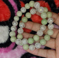 green and clear beaded bracelet