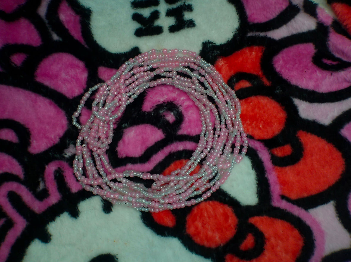 pink & white waist bead